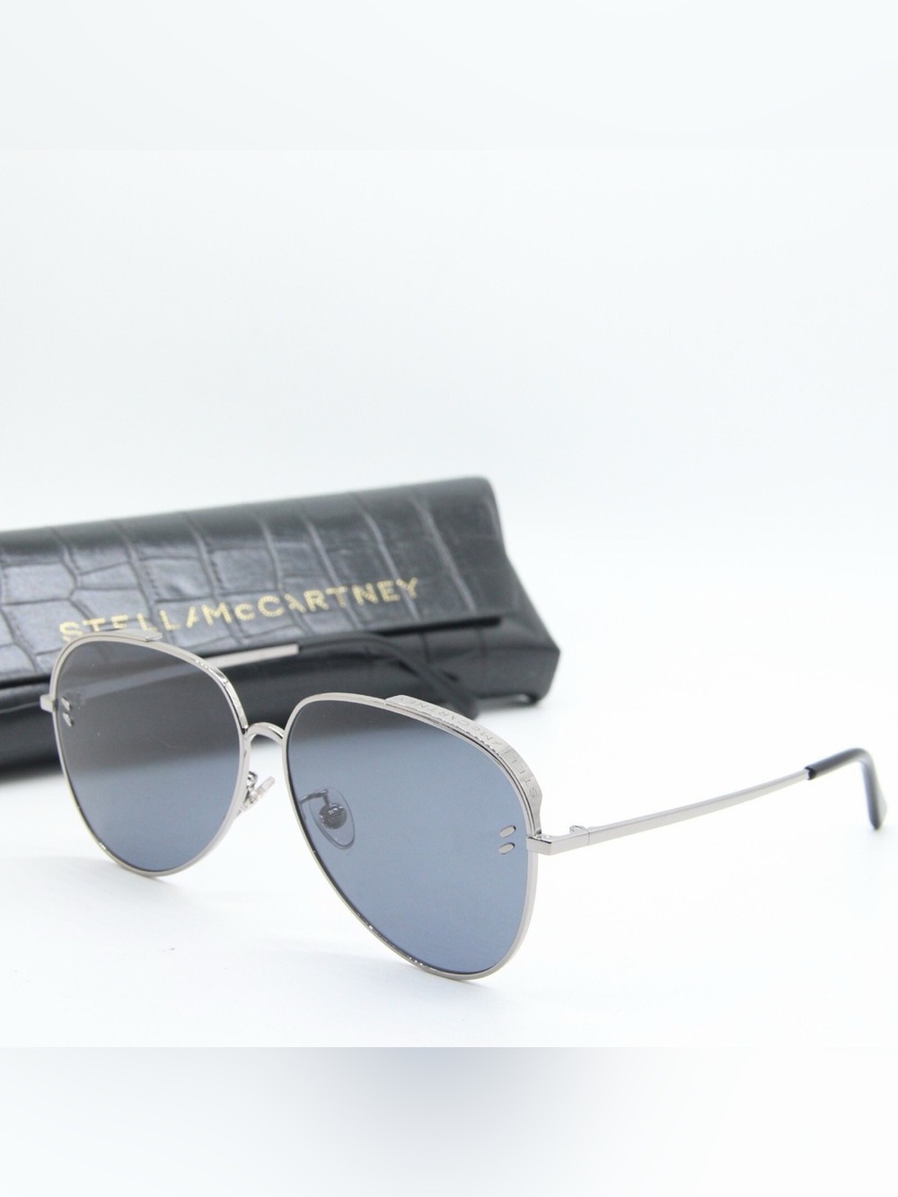 NEW Stella McCartney Silver-Frame Sunglasses with Case 5C40004U 14A 61012 145 *3